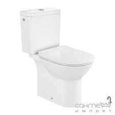 Безободковый унитаз-компакт с сидением slim дюропласт Roca Debba Round A34D995000 белый