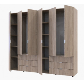 Распашной шкаф в спальню Гелар Doros 2324х495х2034 мм 3+3 двери дсп цвет дуб-сонома