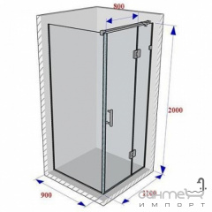Душевая кабина Weston WD0 1100x900x2000 хром/прозрачное стекло, рейлинг кноб Вишневе