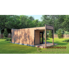 Сауна с прихожей и террасой 7,6x2,6 м Gartensauna-15 Thermowood Production под ключ от производителя Софиевская Борщаговка