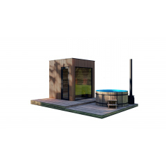 Міні сауна 2,3х2,3м оздоблення термо рейка Gartensauna-14 Thermowood Production під ключ від виробника Свеса