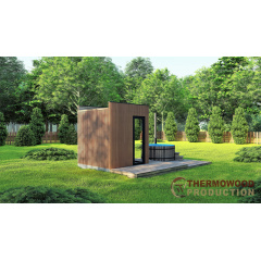 Міні сауна 2,3х2,3м оздоблення термо рейка Gartensauna-14 Thermowood Production під ключ від виробника Свеса