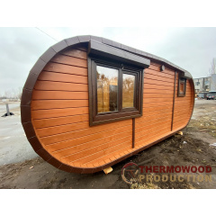 Баня бочка Ovale Fasssauna овальная 6,0х2,6м из термобруса от производителя Thermowood Production Киев