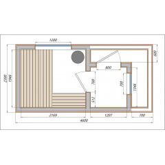 Баня 4,6х2,3м отделка термо рейка Gartensauna-13 Thermowood Production под ключ от производителя Смела