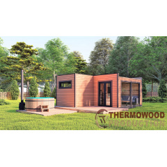 Модульный дачный дом c баней 6,0х4,6м Sauna House 9 от Thermowood Production Вараш