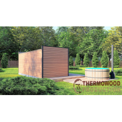 Модульная баня 5,5х2,3м отделка рейка с панорамным окном Gartensauna-22 от Thermowood Production под ключ Краматорск