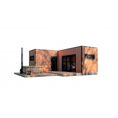Модульный каркасный дом 6,8х5,6м с баней Sauna House 6 под ключ от Thermowood Production Кривой Рог