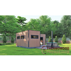Модульный каркасный дом 6,8х5,6м с баней Sauna House 6 под ключ от Thermowood Production Кривой Рог