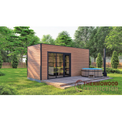 Модульна лазня 6х3м Панорама Gartensauna-11 Thermowood Production під ключ від виробника Черкаси