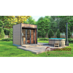 Модульна міні лазня 2,3 х2, 3м під ключ Gartensauna-16 від Thermowood Production під ключ від виробника Коломия