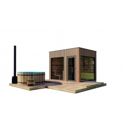 Модульная баня 3,5х2,3м с панорамным окном Gartensauna-19 от Thermowood под ключ от производителя Мелитополь