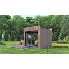 Модульная баня 3,5х2,3м с панорамным окном Gartensauna-19 от Thermowood под ключ от производителя Мелитополь