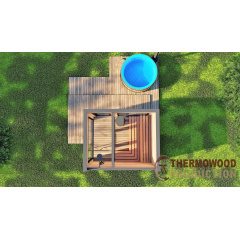 Модульная баня 3,5х2,3м с панорамным окном Gartensauna-19 от Thermowood под ключ от производителя Мелитополь