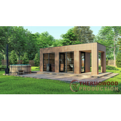 Модульна лазня 7,0х2,3м з панорамним вікном Gartensauna-23 від Thermowood Production під ключ від виробника Кам'янець-Подільський