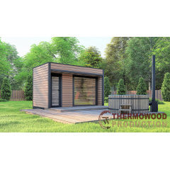 Модульная баня 4,0х2,75м с панорамным окном Gartensauna-23 от Thermowood Production Тячев