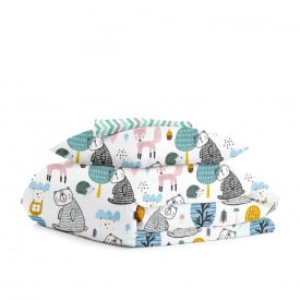 Підлітковий комплект на резинці Cosas GREY FOREST ANIMALS Ранфорс 155х215 см Різнокольоровий