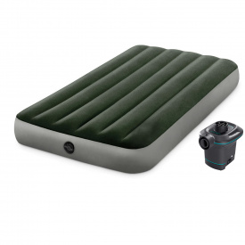 Надувной матрас Intex 64777 (матрас 64107 электронасос 66640) Одноместный 99 x 191 x 25 см Зеленый