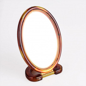 Зеркало настольное двухстороннее 15 х 10,5 см пластиковое коричневое Mirror 430-6