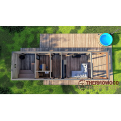 Дом-Баня 12,0х3,5м отделка термо рейка Sauna House 4 под ключ от производителя Thermowood Production Софиевская Борщаговка