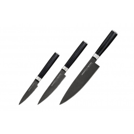 Набор из 3-х кухонных ножей Samura Mo-V Stonewash в подарочной коробке (SM-0220B)