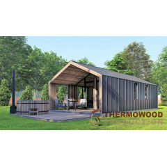 Каркасна лазня Барн Хаус 8,7х5,0м Sauna Barn House 02 Thermowood Production Цумань