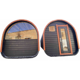 Баня бочка овальна 4х2,3м з термобруса з санвузлом Fassauna Thermowood Production