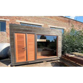 Модульная баня с панорамным окном 4х2.3м от производителя Thermowood Production