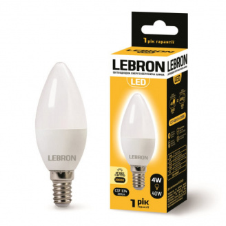 LED лампа Lebron L-C37 4W Е14 3000K 320Lm угол 220°