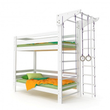 Двухъярусная кровать Babyson-16 белая 80x190 см со спортуголком
