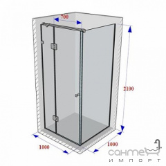Душевая кабина Weston 1000x1000x2100 полированная нержавейка, стекло прозрачное Чернігів