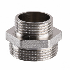 Ниппель редукционный никелированный 1 1/4″НР х 1″НР штампованный А0594А(нк)