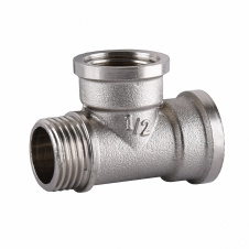 Тройник никелированный 1/2″ВР х 1/2″ВР х 1/2″НР штампованный А0213А(нк)