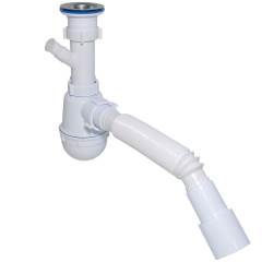 Сифон Waterstal А-40059 для мойки 1 1/2″ с отводом под стиральную машину Івано-Франківськ