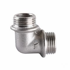 Угольник никелированный 1/2″НР х 1/2″НР штампованный с буртом А0113А(нк) Фастов