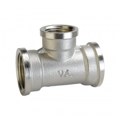 Тройник редукционный никелированный 3/4″ВР х 1/2″ВРх 3/4″ВР штампованный А0212А(нк) Ирпень