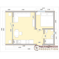 Модульний будинок 7,2х5,2м High Tech House 09 в стилі хай-тек від виробника ThermoWood Production Тернопіль