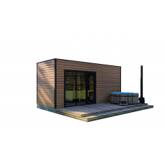 Будівництво модульної лазні 6х3м Панорама Gartensauna-11 Thermowood Production під ключ Шостка