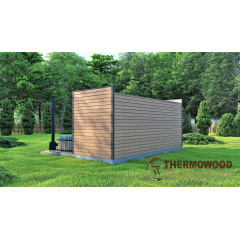 Будівництво модульної лазні 6х3м Панорама Gartensauna-11 Thermowood Production під ключ Шостка