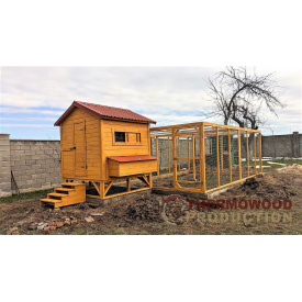 Деревянный курятник 2х2м утеплённый с большим выгулом