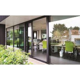 Розсувні двері 4260х2580 мм з алюмінію марки Шуко (Німеччина) до будинку з фарбуванням у колір графіт