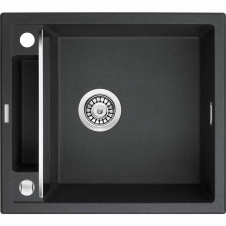 Deante Мойка кухонная Magnetic, гранит, квадрат, без крыла, 560х500х219мм, чаша - 1, накладная, металлический графит