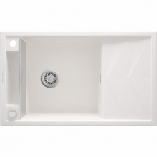 Deante Мойка кухонная Magnetic, гранит, прямоуг., с крылом, 820х500х219мм, чаша - 1, накладная, алебастр