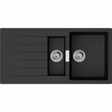 Hansgrohe Мойка кухонная S52, гранит, прямоуг., с крылом, 980х480х190мм, чаша- 1.5, накладная, S520-F530, черный графит