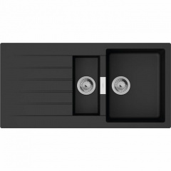 Hansgrohe Мойка кухонная S52, гранит, прямоуг., с крылом, 980х480х190мм, чаша- 1.5, накладная, S520-F530, черный графит Павлоград
