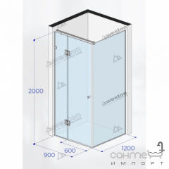 Душевая кабина Weston WK3 900x1200x2000 polish/прозрачное стекло, ручка кноб Тернопіль