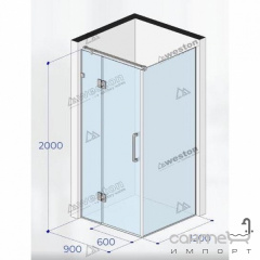 Душевая кабина Weston 900x1200x2000 polish/прозрачное стекло, ручка рейлинг вертикальный Королево