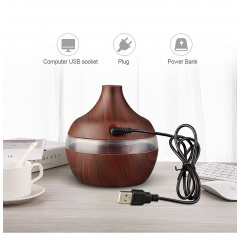 Увлажнитель воздуха Humidifier 300 мл с разноцветной подсветкой 7 цветов USB ночник диффузер с функцией аромо-лампы Темное дерево Буча