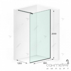 Душевая перегородка Liberta Reims 1200x800x2000 профиль матовый черный/стекло диамант Житомир