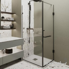 Душевая кабина Weston 800x800x2000 профиль черный/стекло прозрачное, ручка-полотенцедержатель Київ