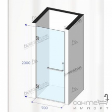 Душевая дверь в нишу Weston WD1 700x2000 стекло бронза, фурнитура черная